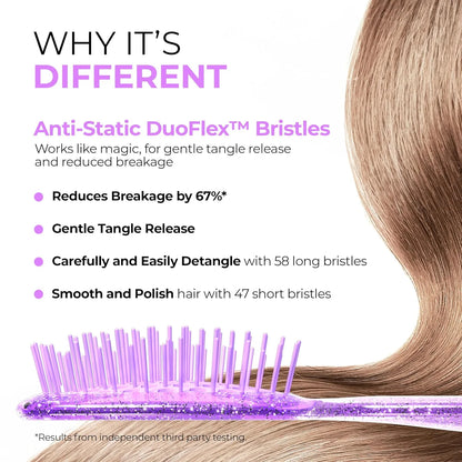 FHI Heat UNbrush Detangling Brush for Pain-Free Brushing on All Wet or Dry Hair Types — Durable DuoFlex Anti-Static Bristles, Lightweight Handle, Vented Hair Brush