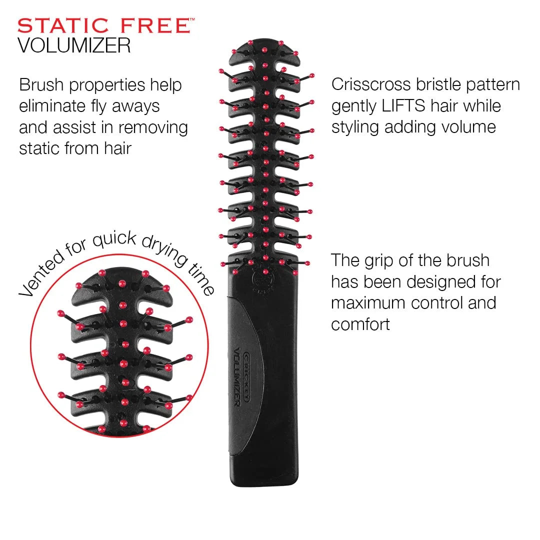 Cricket Static Free Volumizer Hair Brush - Styling, and Detangling All Hair Types, Long, Short, Thick, Thin, Curly, Straight, and Wavy, Happy Hair (Sky Blue)