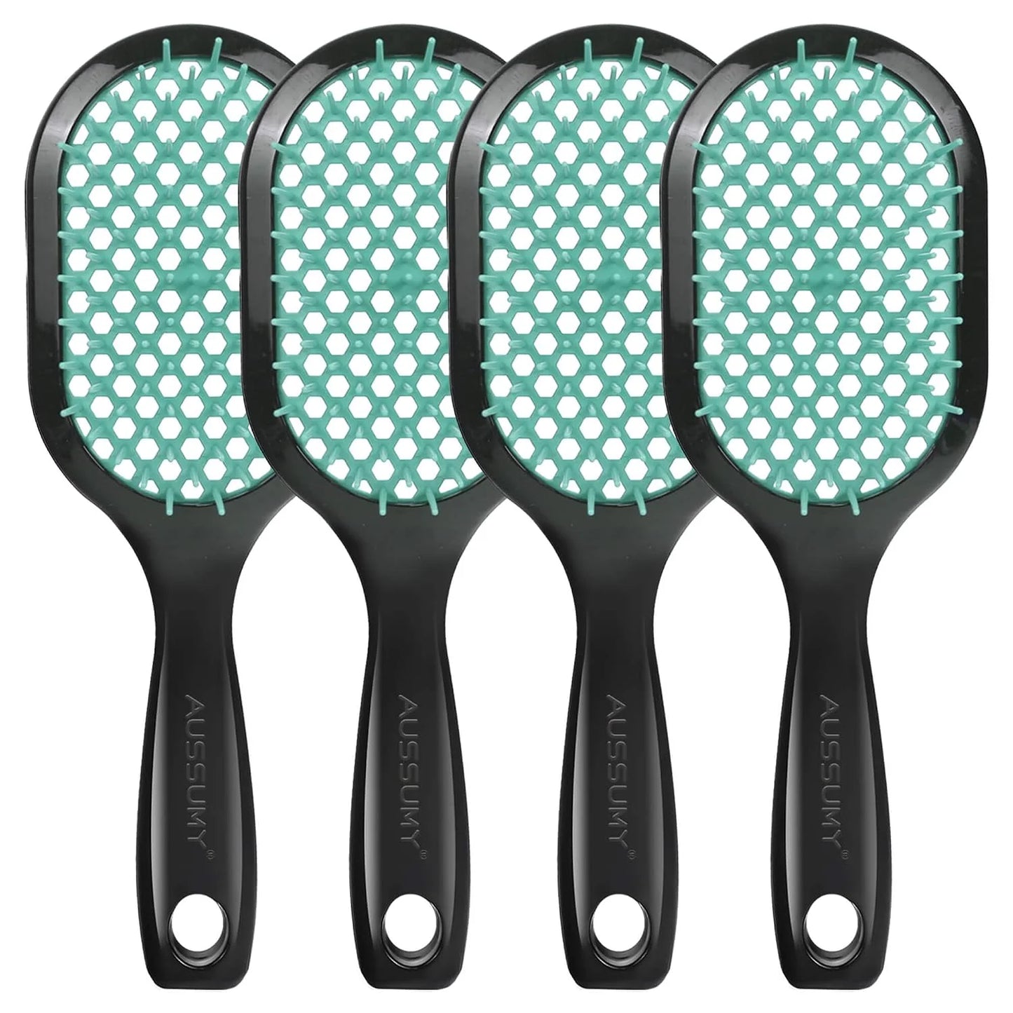 Vented Detangling Hair Brush - 2 Pack Detangler Hairbrush for Effortless Tangle Removal - Ultra-Soft Bristles -For Natural Curly Straight Wet Dry Damaged Hair for Women Men Kids - Black & Blue