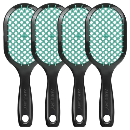Vented Detangling Hair Brush - 2 Pack Detangler Hairbrush for Effortless Tangle Removal - Ultra-Soft Bristles -For Natural Curly Straight Wet Dry Damaged Hair for Women Men Kids - Black & Blue