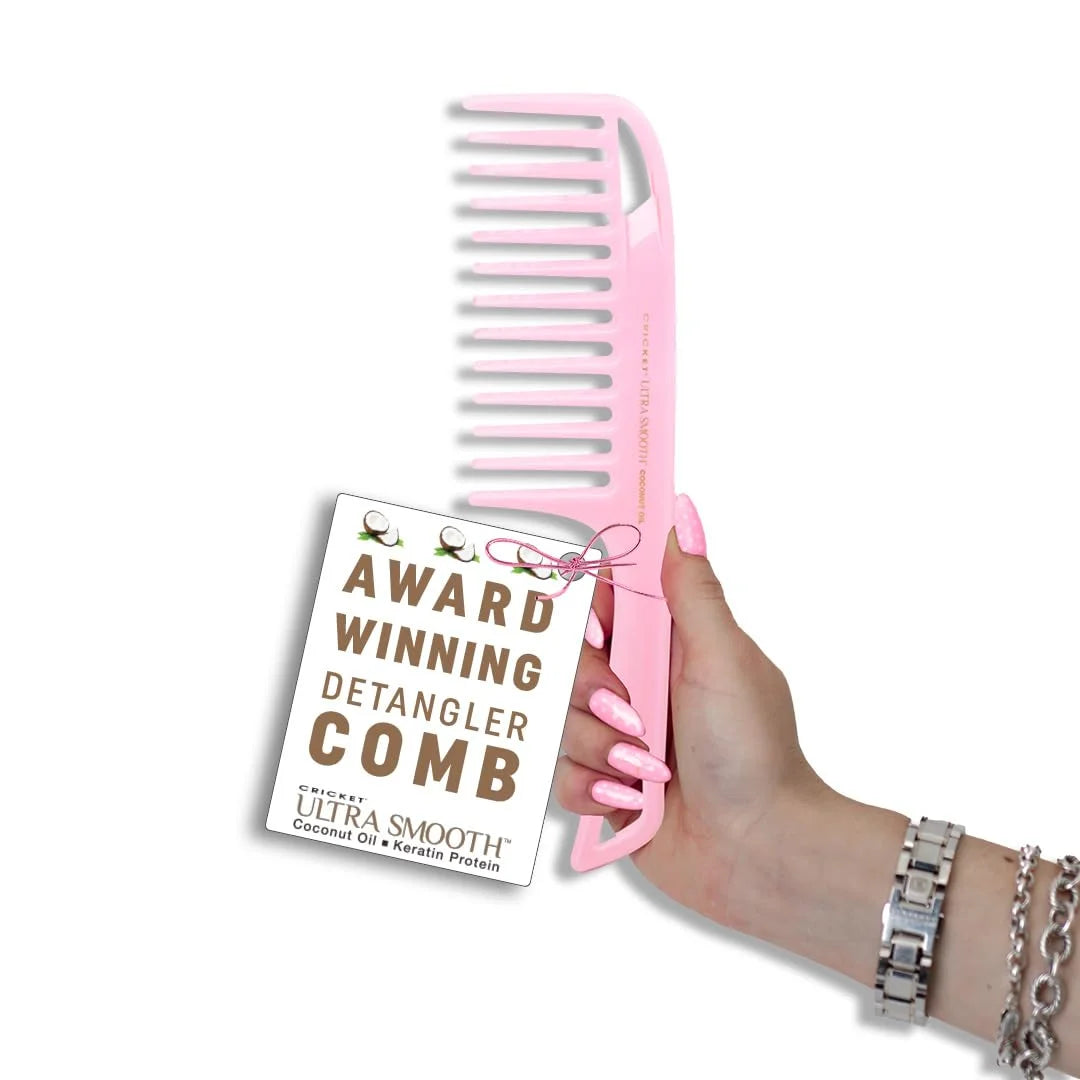 Cricket Ultra Smooth Coconut Conditioning Comb – Infused with Coconut Oil & Keratin for Frizz-Free Shine and Hydration, Ideal for Mid-Length, Thick, and Textured Hair