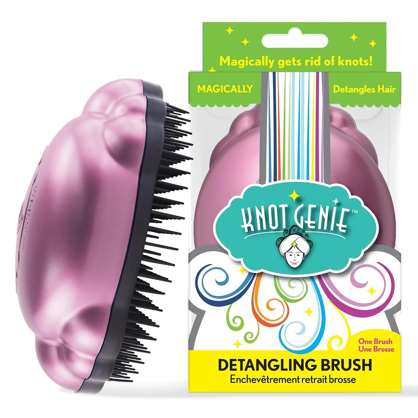 Knot Genie Detangling Hair Brush for Kids (Peaceful Purple) | Original Size | Perfect Detangling Brush for Curly Hair, Gently Separate Tangles, Leaves Hair Smooth and Shiny