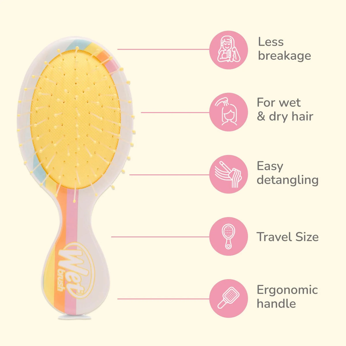 Wet Brush Mini Detangler Travel Hair Brush, Rainbow, All Hair Types