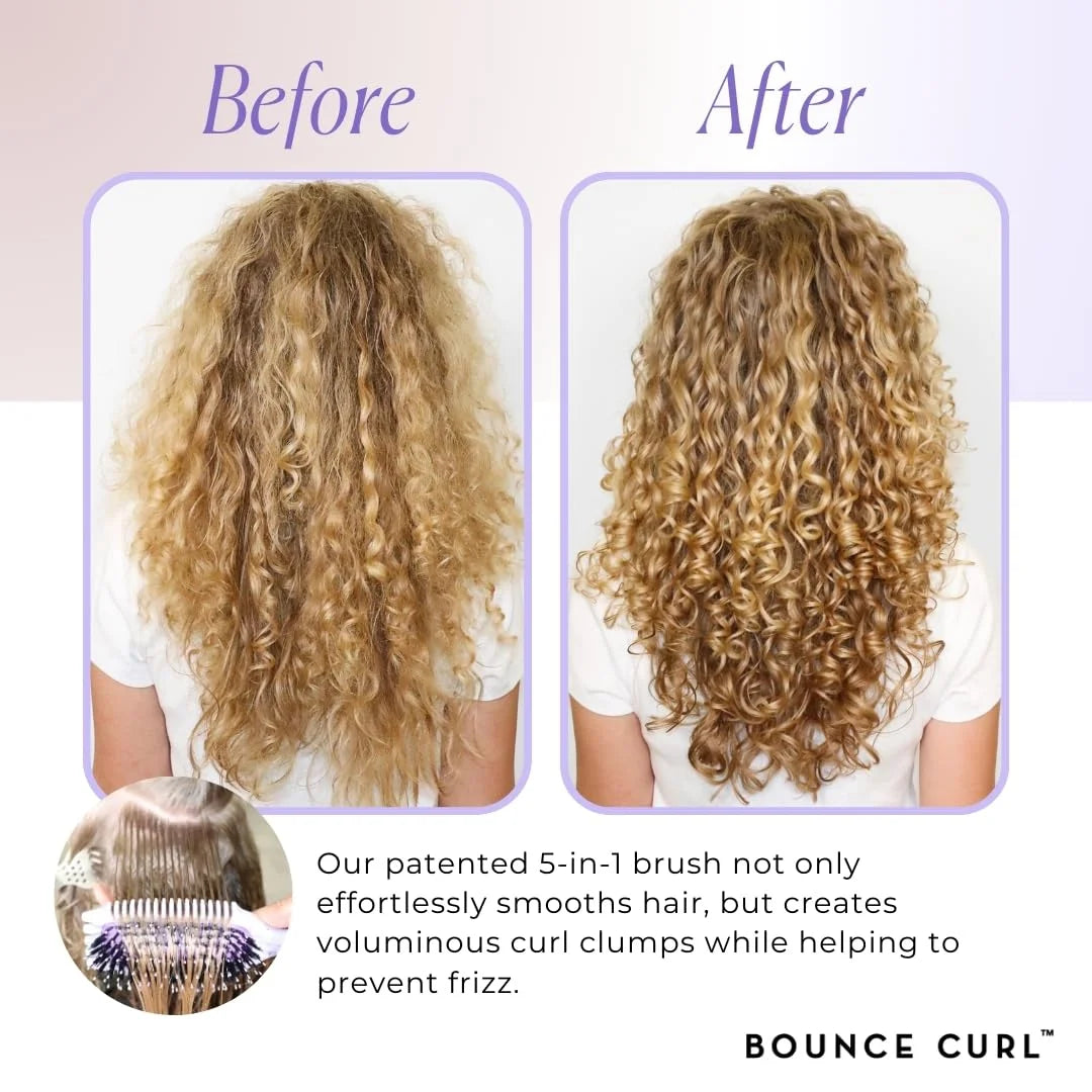 Bounce Curl Volume EdgeLift Brush, 5-In-1 Styling Tool Defined Curls Purple