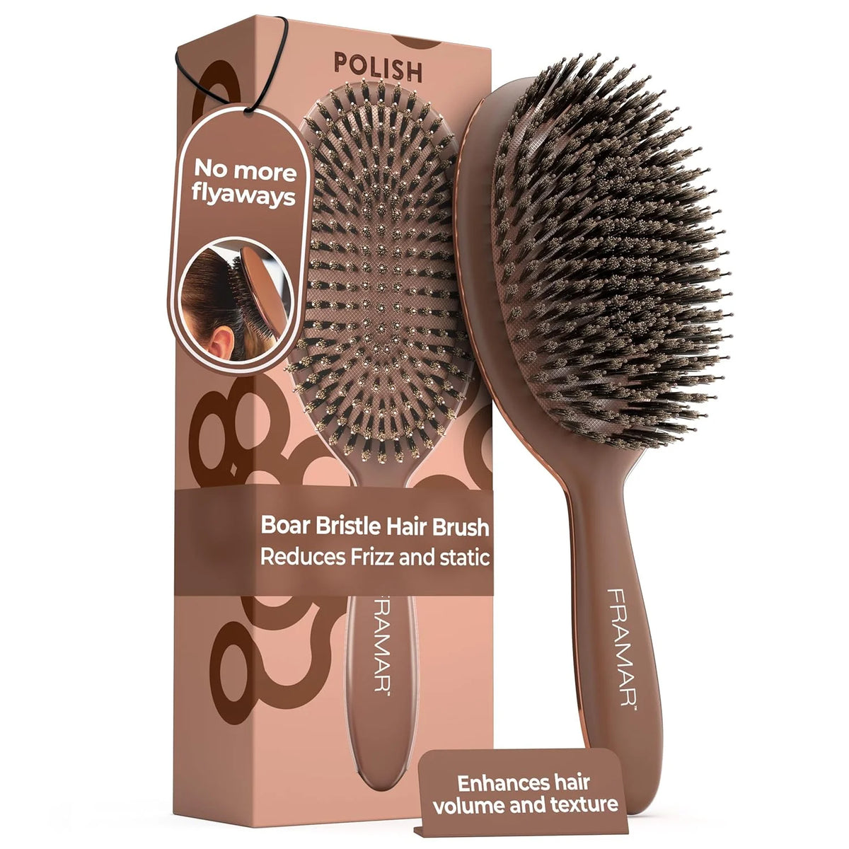 FRAMAR Soft Boar Bristle Hair Brush For Women, Boars Hair Brush For Women
