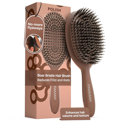 FRAMAR Soft Boar Bristle Hair Brush For Women, Boars Hair Brush For Women