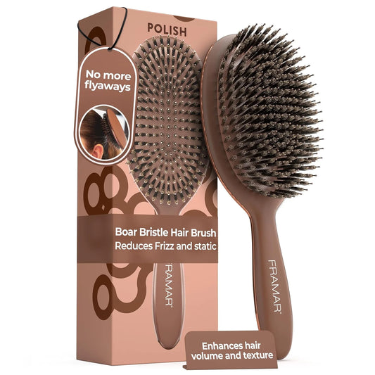 FRAMAR Soft Boar Bristle Hair Brush For Women, Boars Hair Brush For Women