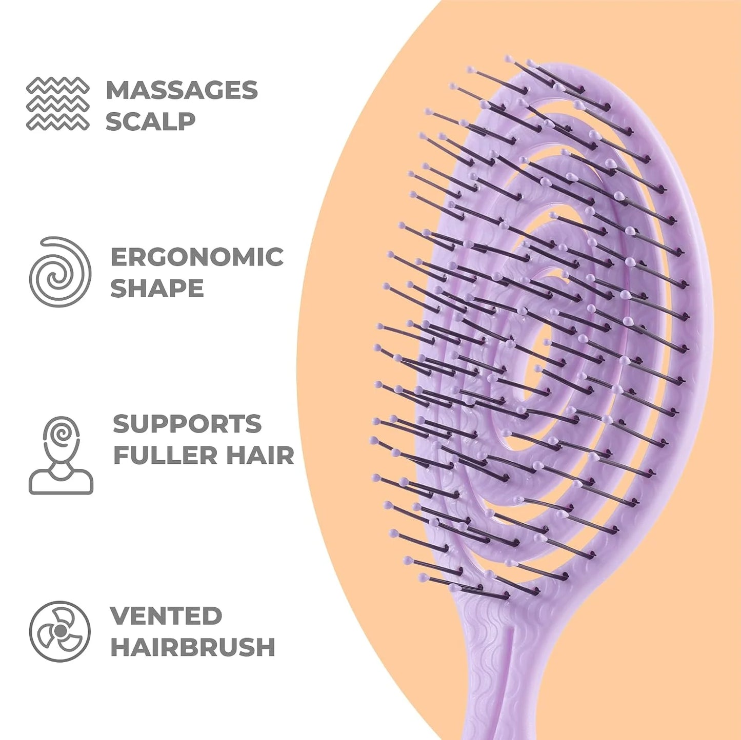 Ninabella Detangler Brush - No Tangle Hair Brush for Women, Fine, Thick and Long Hair - Hairbrush for Wet and Dry Hair, Gentle on the Scalp - Elegant Black