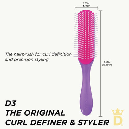Denman D3 Original Curl Definer & Styler, Curly Hair Brush for Women & Men – 7 Row Detangling & Curl Defining Brush for Smooth Defined Curls - a precision Styling Brush for straight hair