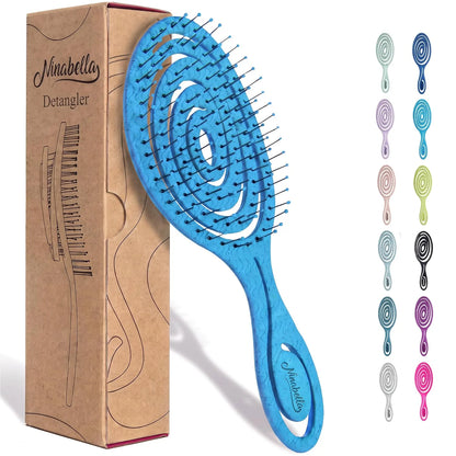 Ninabella Detangler Brush - No Tangle Hair Brush for Women, Fine, Thick and Long Hair - Hairbrush for Wet and Dry Hair, Gentle on the Scalp - Elegant Black