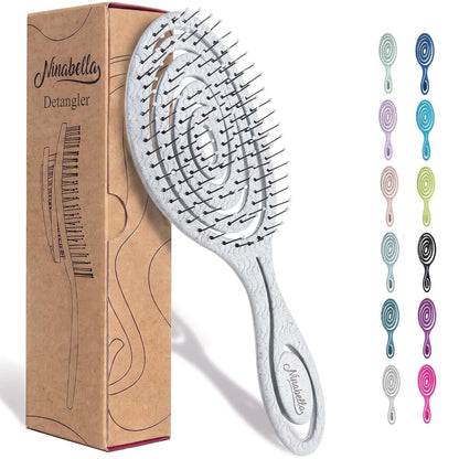 Ninabella Detangler Brush - No Tangle Hair Brush for Women, Fine, Thick and Long Hair - Hairbrush for Wet and Dry Hair, Gentle on the Scalp - Elegant Black