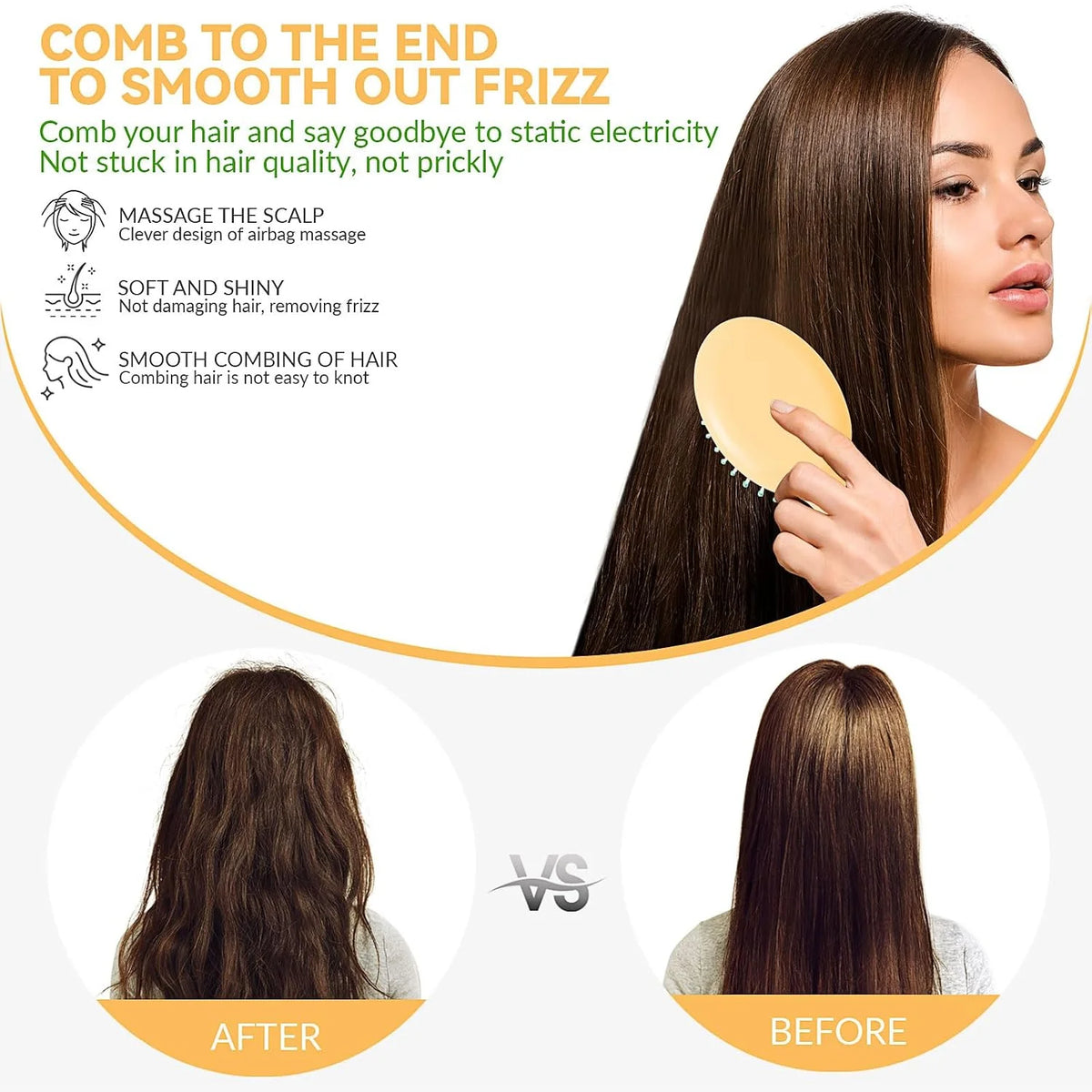 2P Mini Hair Brush,Brush Squirt Detangling Brush,Mini Detangler Brush, No Tangle Ultra-Soft IntelliFlex Bristles,with Ease Knots Without Tears or Breakage (Bright flour)