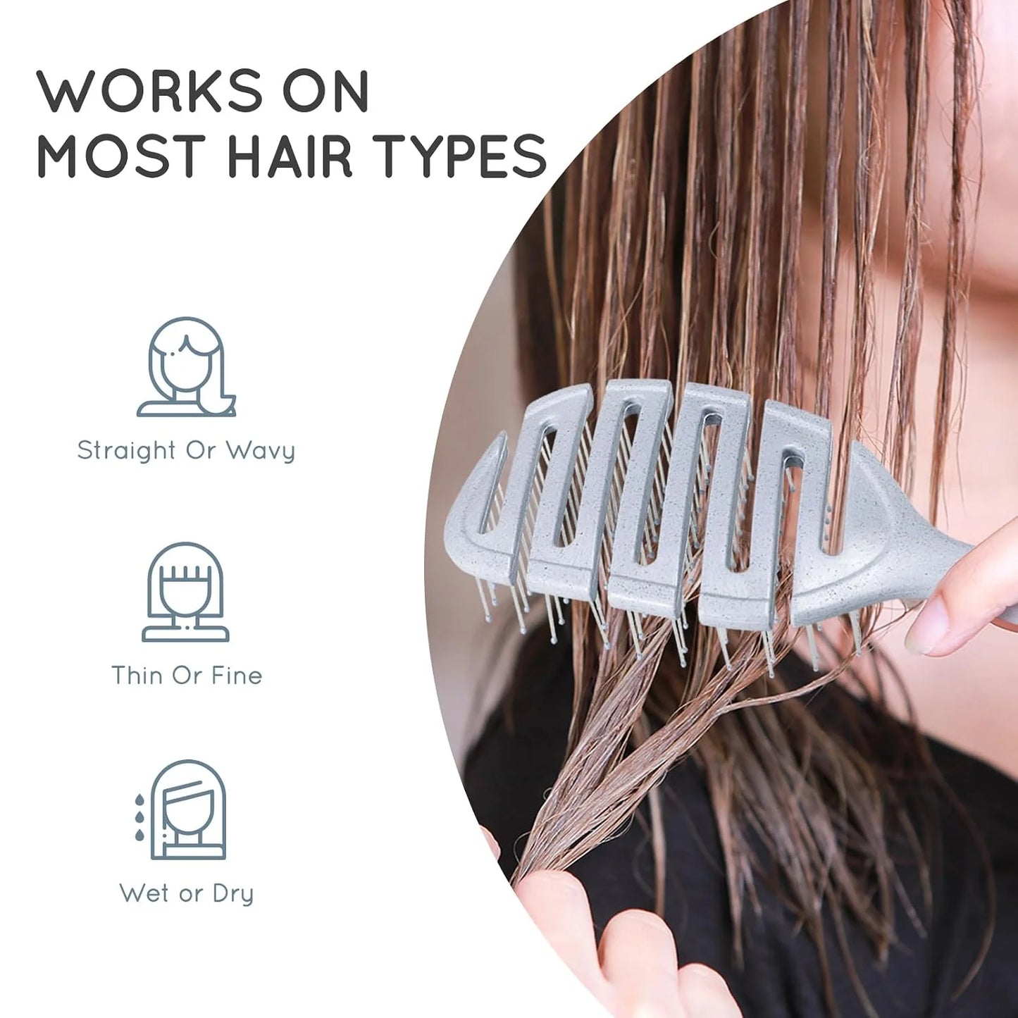 Ecoed Hair brush, Vented Detangling Brush, Quickly Detangles and Smooths hair for Curly, Thick, and Straight Hair, Hair Brush for Women and Men, Blue, Eco Friendly, Sustainable Material