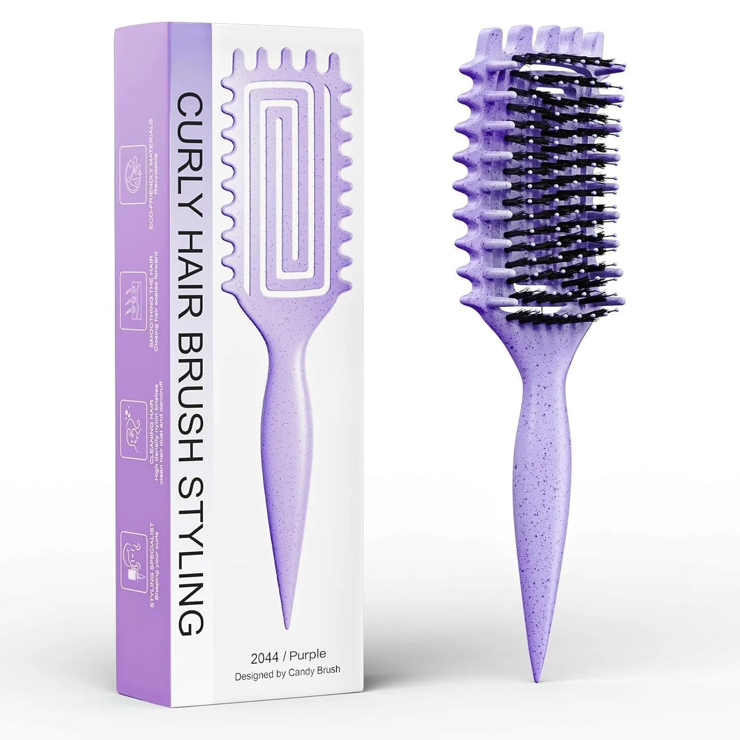 ABOYOY Curl Defining Brush with Side Gear for Curly Hair, Detangling & Styling Brush for Women Men, Lightweight Ergonomic Candy Brush Works on Wet or Dry Hair(green)