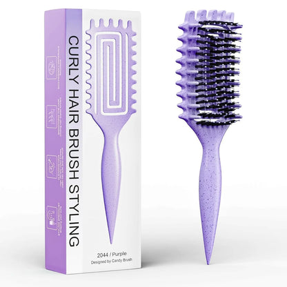 ABOYOY Curl Defining Brush with Side Gear for Curly Hair, Detangling & Styling Brush for Women Men, Lightweight Ergonomic Candy Brush Works on Wet or Dry Hair(green)