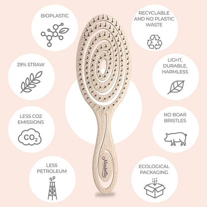 Ninabella Detangler Brush - No Tangle Hair Brush for Women, Fine, Thick and Long Hair - Hairbrush for Wet and Dry Hair, Gentle on the Scalp - Elegant Black
