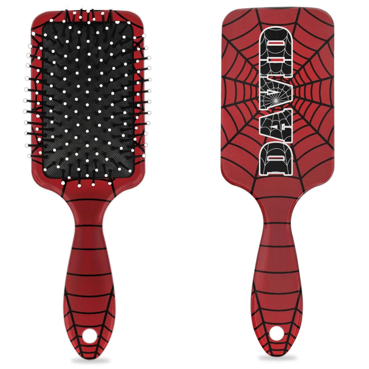 Personalized-Kids-Hair-Brush for Boy Girls Custom Gift Detangler Brush Soft Bristle Hair Brushes Travel Hair Brush for All Hair Types Christmas Hallowmas Spider Web Sliver Dot