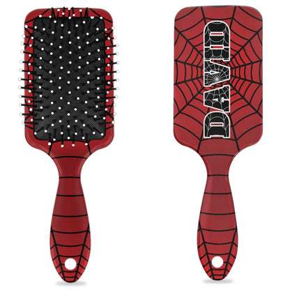 Personalized-Kids-Hair-Brush for Boy Girls Custom Gift Detangler Brush Soft Bristle Hair Brushes Travel Hair Brush for All Hair Types Christmas Hallowmas Spider Web Sliver Dot