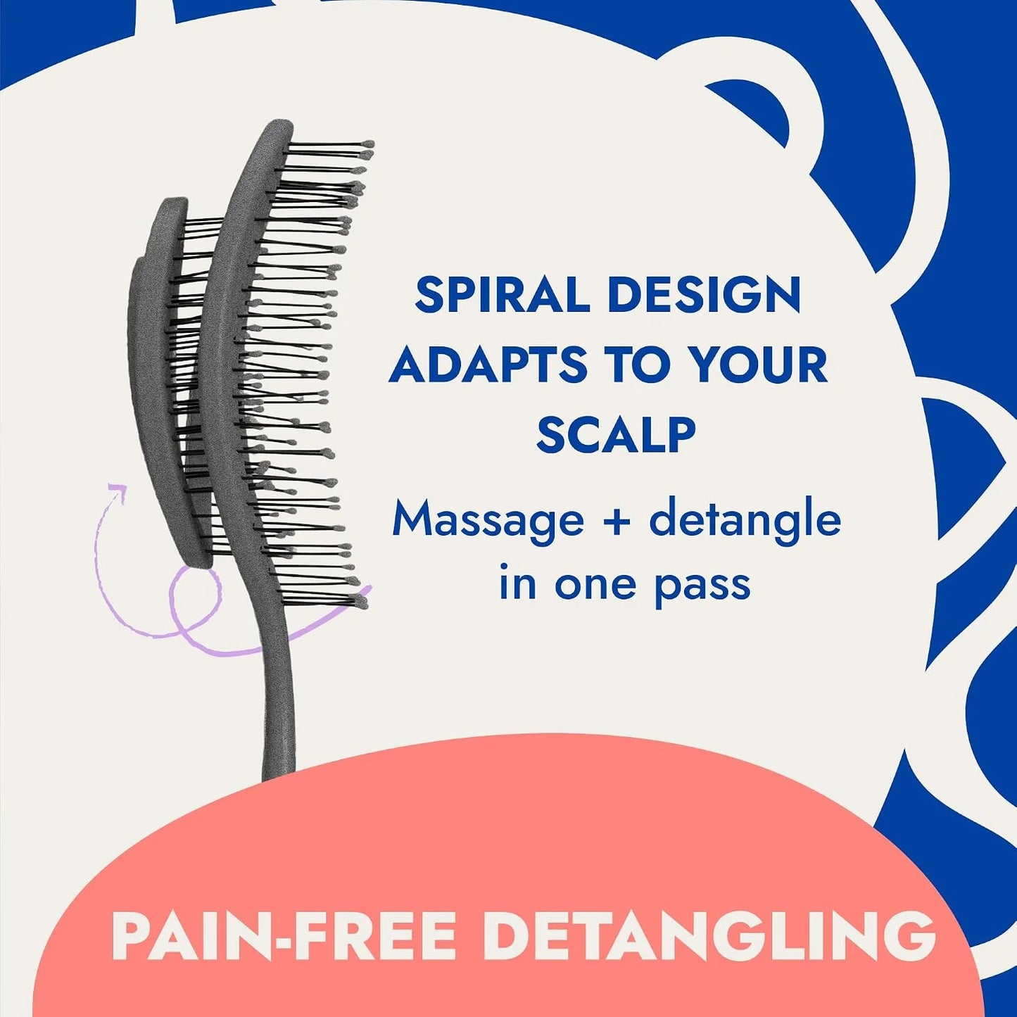 Ninabella Detangler Brush - No Tangle Hair Brush for Women, Fine, Thick and Long Hair - Hairbrush for Wet and Dry Hair, Gentle on the Scalp - Elegant Black