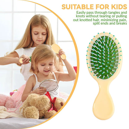 2P Mini Hair Brush,Brush Squirt Detangling Brush,Mini Detangler Brush, No Tangle Ultra-Soft IntelliFlex Bristles,with Ease Knots Without Tears or Breakage (Bright flour)