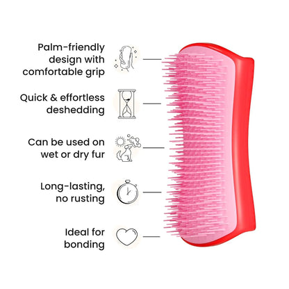 Pet Teezer De-Shedding Dog Brush for Long Hair Breeds, Large, Red & Pink