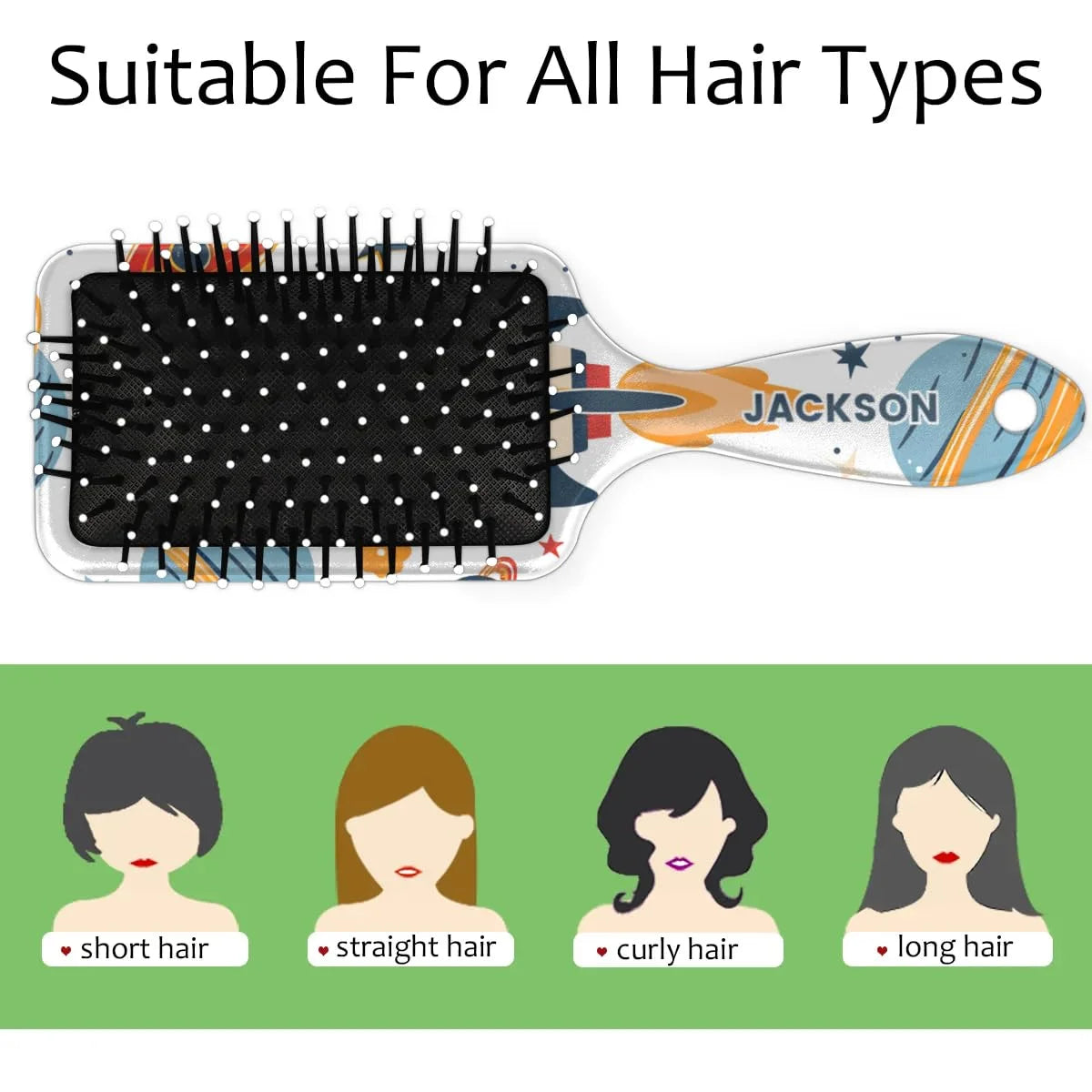 Personalized Cool-Rocket Detangler-Hair-Brush for Kids-Boys,Glides Through Tangles Comb,Custom Name Hair Brushes for All Hair Types Wet/Dry/Curly/Thick Hair,Dark Blue
