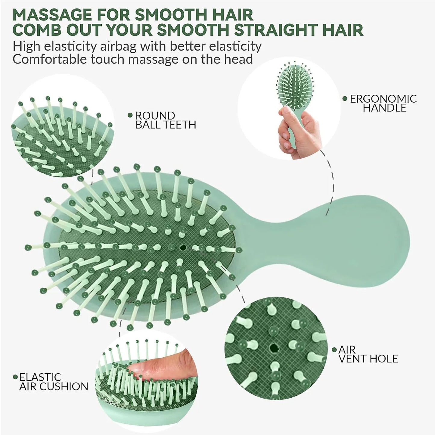 2P Mini Hair Brush,Brush Squirt Detangling Brush,Mini Detangler Brush, No Tangle Ultra-Soft IntelliFlex Bristles,with Ease Knots Without Tears or Breakage (Bright flour)