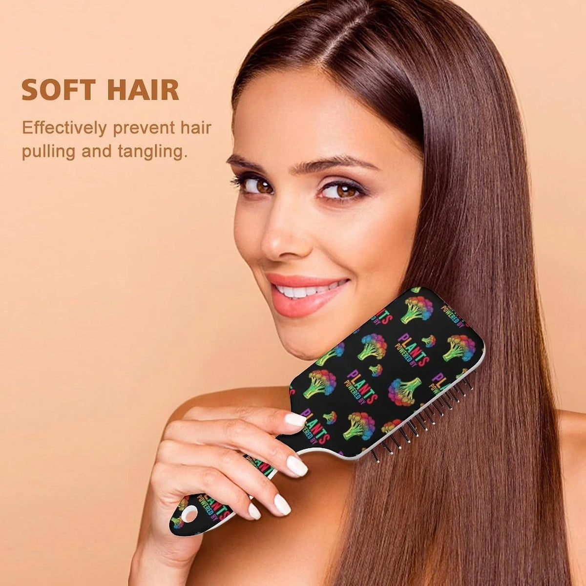 Women Girls Ladies Hair Brush Purple Black Buffalo Check Plaid Pattern, Paddle Brush for Detangling Scalp Massage, Cushion Hairbrush for Long Thick Curly Hair