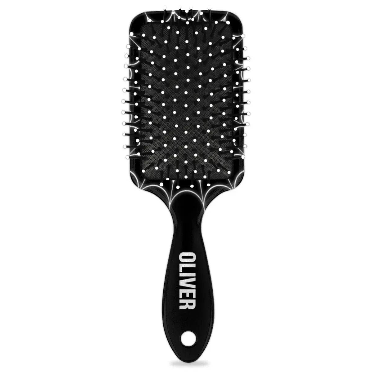 Personalized-Kids-Hair-Brush for Boy Girls Custom Gift Detangler Brush Soft Bristle Hair Brushes Travel Hair Brush for All Hair Types Christmas Hallowmas Spider Web Sliver Dot