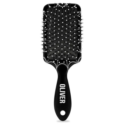 Personalized-Kids-Hair-Brush for Boy Girls Custom Gift Detangler Brush Soft Bristle Hair Brushes Travel Hair Brush for All Hair Types Christmas Hallowmas Spider Web Sliver Dot