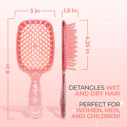 FHI Heat UNbrush Detangling Brush for Pain-Free Brushing on All Wet or Dry Hair Types — Durable DuoFlex Anti-Static Bristles, Lightweight Handle, Vented Hair Brush