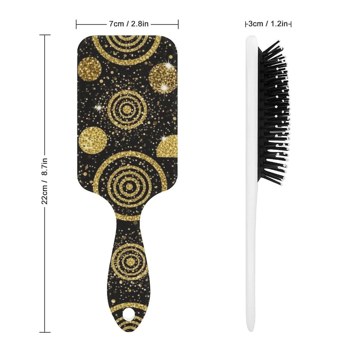 Air-Cushion Comb Black Gold Glitter Cheetah Leopard Print, Smooth Hair Salon Anti-Knotting Fluffy, For Long Thick Curly Hair, 1 Pack