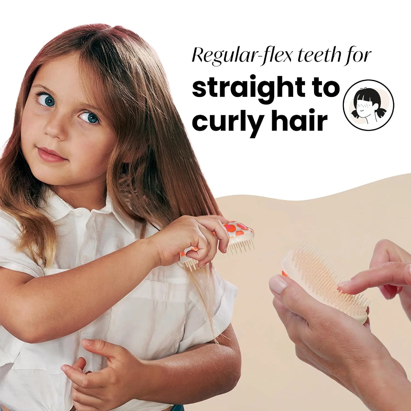 Tangle Teezer |The Original Mini Detangling Hairbrush | Palm Size Perfect for Kids & Travelling | Ideal for Wet & Dry Hair |Reduces Flyaways | Orange Safari