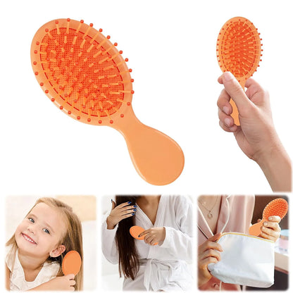 2P Mini Hair Brush,Brush Squirt Detangling Brush,Mini Detangler Brush, No Tangle Ultra-Soft IntelliFlex Bristles,with Ease Knots Without Tears or Breakage (Bright flour)