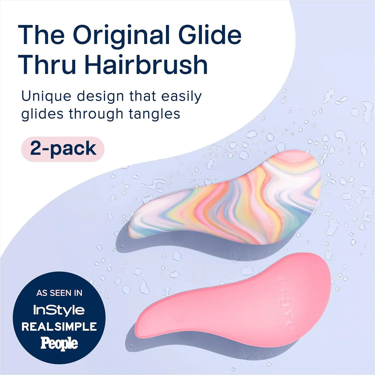 Crave Naturals Glide Thru Hair Brush - Detangler Brush for Curly, Straight, Wet or Dry Hair - Gentle Detangling Brushes for Adults, Kids, Toddlers - Hair Accessories for Women, 7.5x3" - Pink