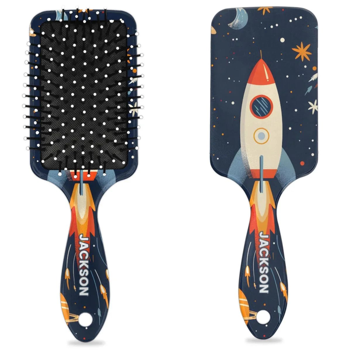 Personalized Cool-Rocket Detangler-Hair-Brush for Kids-Boys,Glides Through Tangles Comb,Custom Name Hair Brushes for All Hair Types Wet/Dry/Curly/Thick Hair,Dark Blue