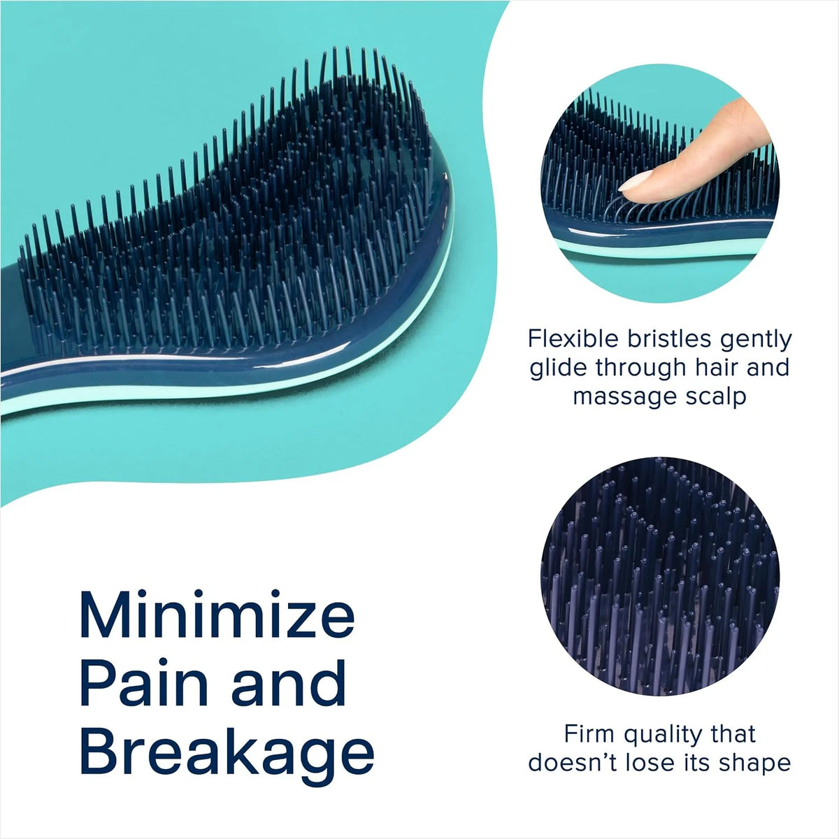 Crave Naturals Glide Thru Hair Brush - Detangler Brush for Curly, Straight, Wet or Dry Hair - Gentle Detangling Brushes for Adults, Kids, Toddlers - Hair Accessories for Women, 7.5x3" - Pink