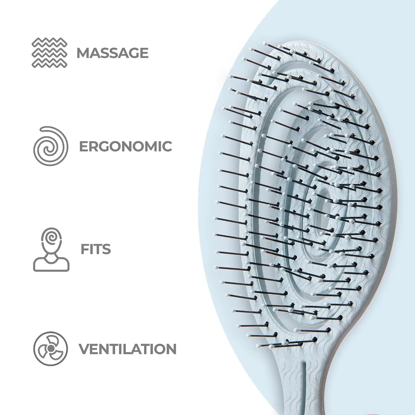Ninabella Detangler Brush - No Tangle Hair Brush for Women, Fine, Thick and Long Hair - Hairbrush for Wet and Dry Hair, Gentle on the Scalp - Elegant Black
