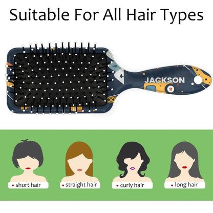 Personalized Cute Car Detangler-Hair-Brush for Kids Boys,Glides Through Tangles Comb,Custom Name Hair Brushes for All Hair Types Wet/Dry/Curly/Thick Hair,White 2
