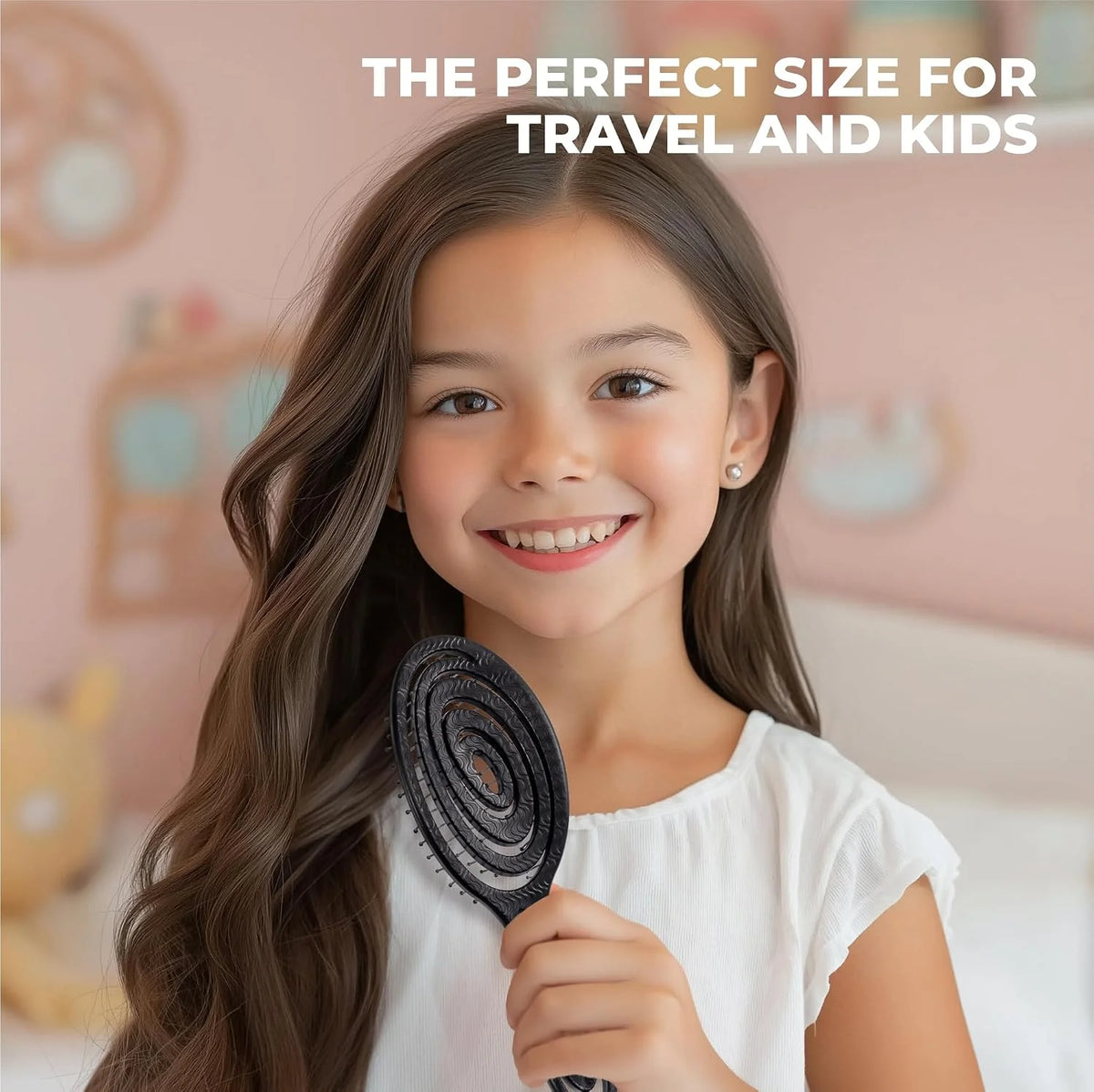 Ninabella Detangler Brush - No Tangle Hair Brush for Women, Fine, Thick and Long Hair - Hairbrush for Wet and Dry Hair, Gentle on the Scalp - Elegant Black