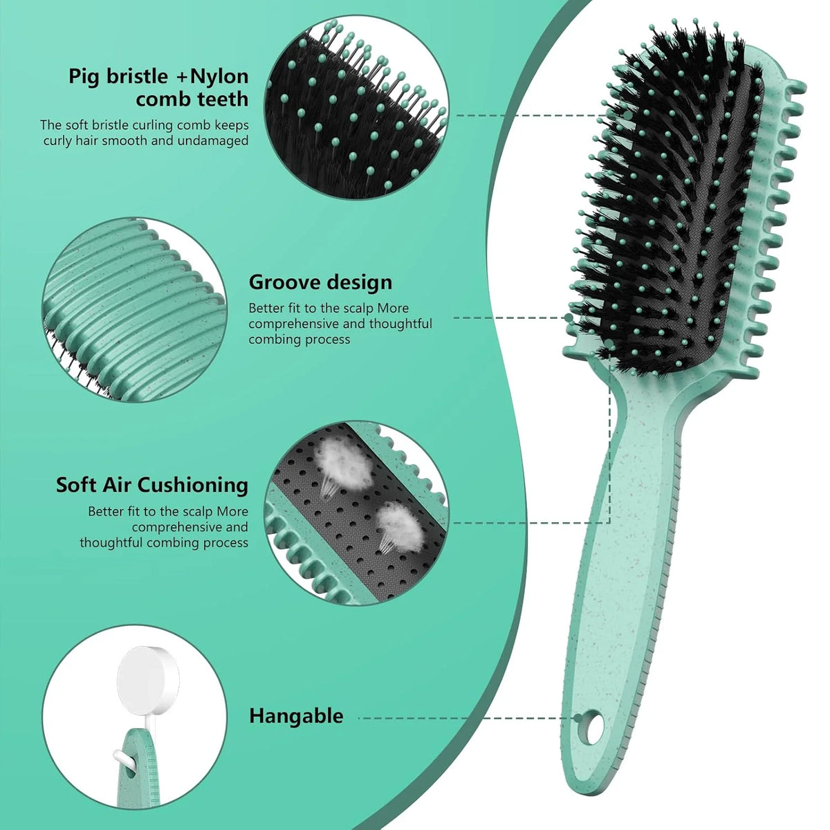 Curl Defining Brush, Curly Hair Brush, Slick Back Hair Brush, For Combing and Shaping Curls in All Hairstyles to Reduce Pulling (Pink)
