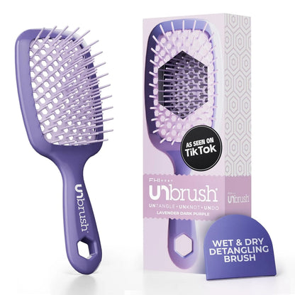 FHI Heat UNbrush Detangling Brush for Pain-Free Brushing on All Wet or Dry Hair Types — Durable DuoFlex Anti-Static Bristles, Lightweight Handle, Vented Hair Brush