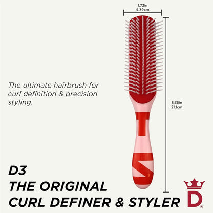 Denman D3 Original Curl Definer & Styler, Curly Hair Brush for Women & Men – 7 Row Detangling & Curl Defining Brush for Smooth Defined Curls - a precision Styling Brush for straight hair
