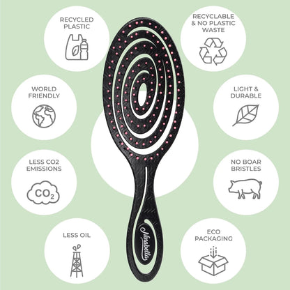 Ninabella Detangler Brush - No Tangle Hair Brush for Women, Fine, Thick and Long Hair - Hairbrush for Wet and Dry Hair, Gentle on the Scalp - Elegant Black