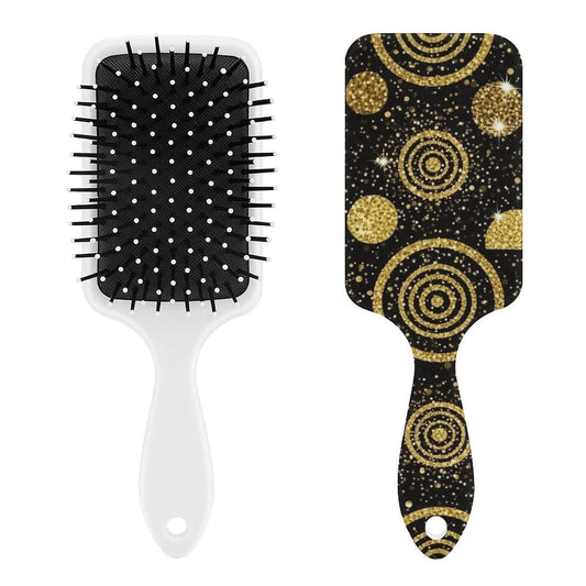 Air-Cushion Comb Black Gold Glitter Cheetah Leopard Print, Smooth Hair Salon Anti-Knotting Fluffy, For Long Thick Curly Hair, 1 Pack