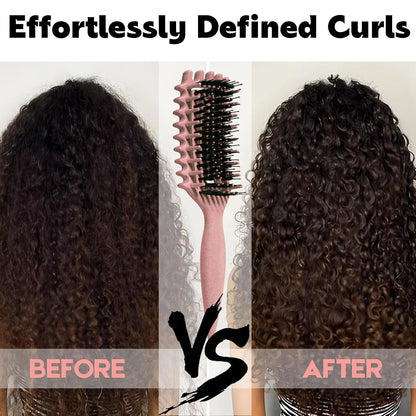 Curly Hair Brush Candybrush Curl Defining Brush for Detangling Shaping and Defining Curls for Women, Men, Wet & Dry Hair (Green Pink)