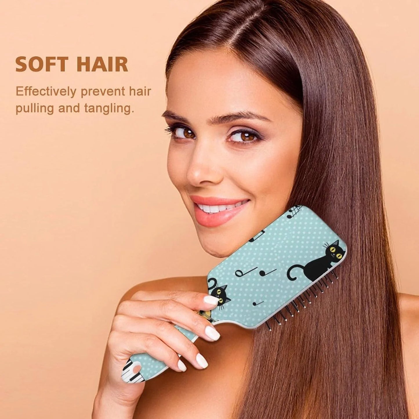 Air-Cushion Comb Black Gold Glitter Cheetah Leopard Print, Smooth Hair Salon Anti-Knotting Fluffy, For Long Thick Curly Hair, 1 Pack