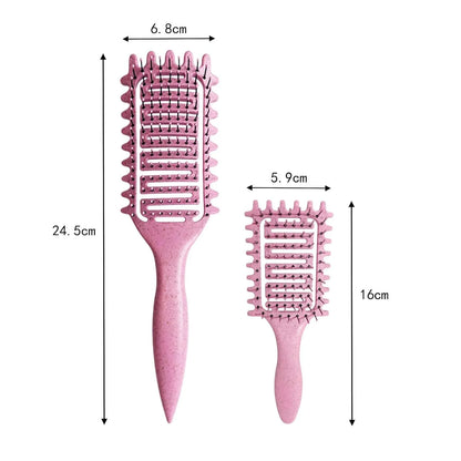 Curl Defining Brush for Curly Hair, Vented Detangling Hair Brush for Wet and Dry Styling, Curved Brush for Shaping and Smoothing Curl Clumps, Lightweight Hair Brush (2Pcs Black)