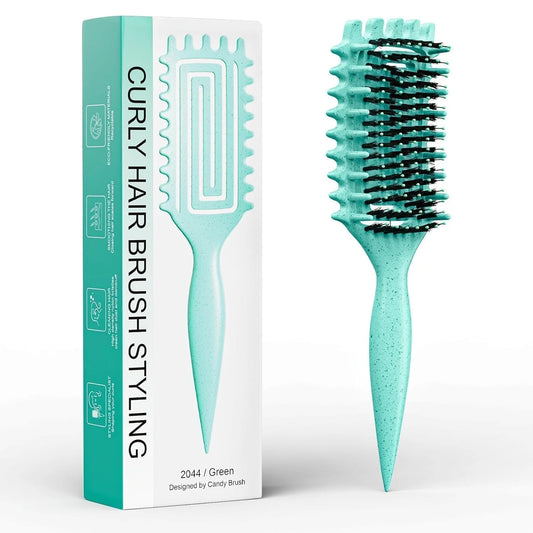 ABOYOY Curl Defining Brush with Side Gear for Curly Hair, Detangling & Styling Brush for Women Men, Lightweight Ergonomic Candy Brush Works on Wet or Dry Hair(green)