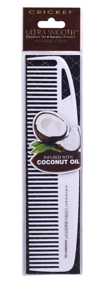 Cricket Ultra Smooth Coconut Conditioning Comb – Infused with Coconut Oil & Keratin for Frizz-Free Shine and Hydration, Ideal for Mid-Length, Thick, and Textured Hair